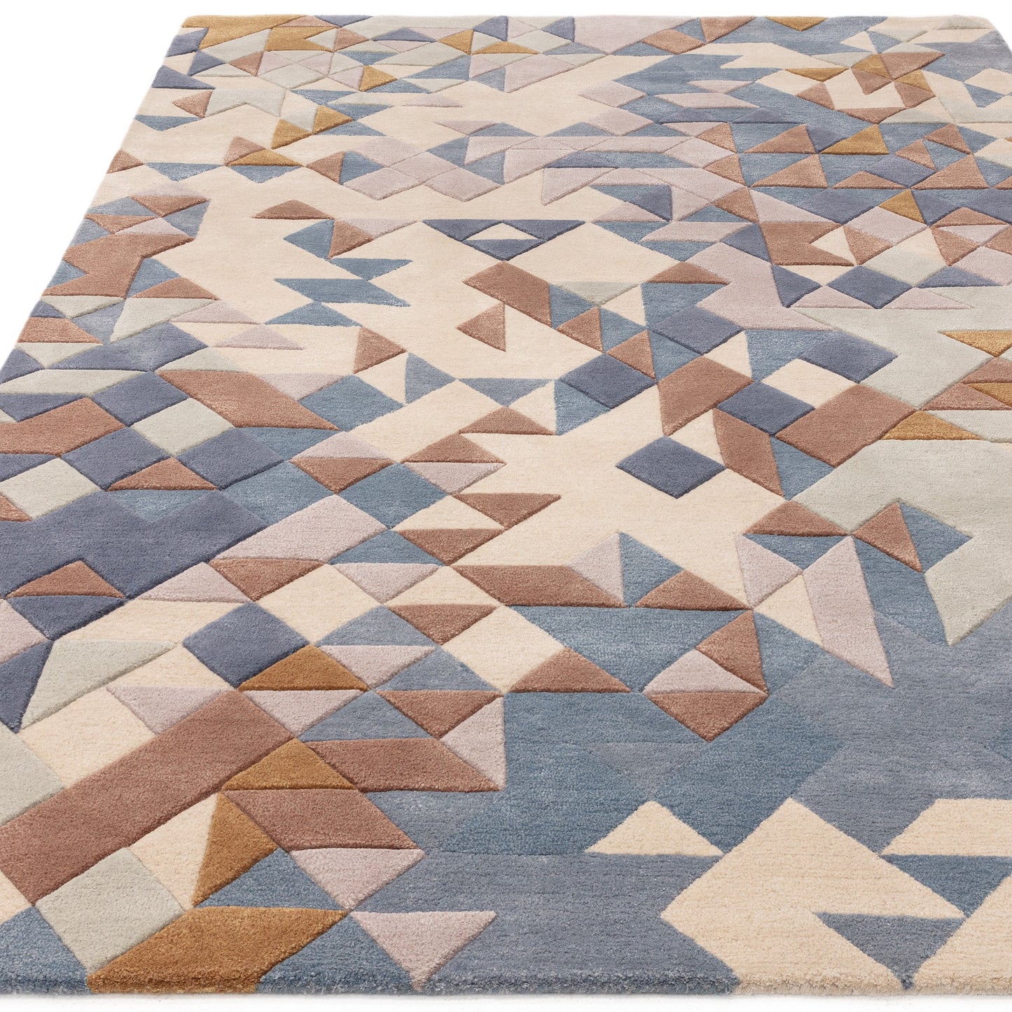 Enigma Modern Carved 3D Wool Rugs in Blue Multi