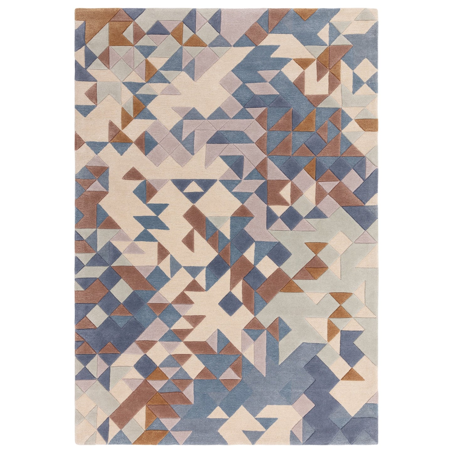 Enigma Modern Carved 3D Wool Rugs in Blue Multi