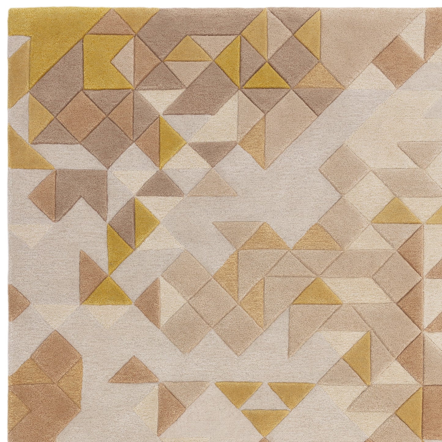 Enigma Modern Carved 3D Wool Rugs in Gold Multi