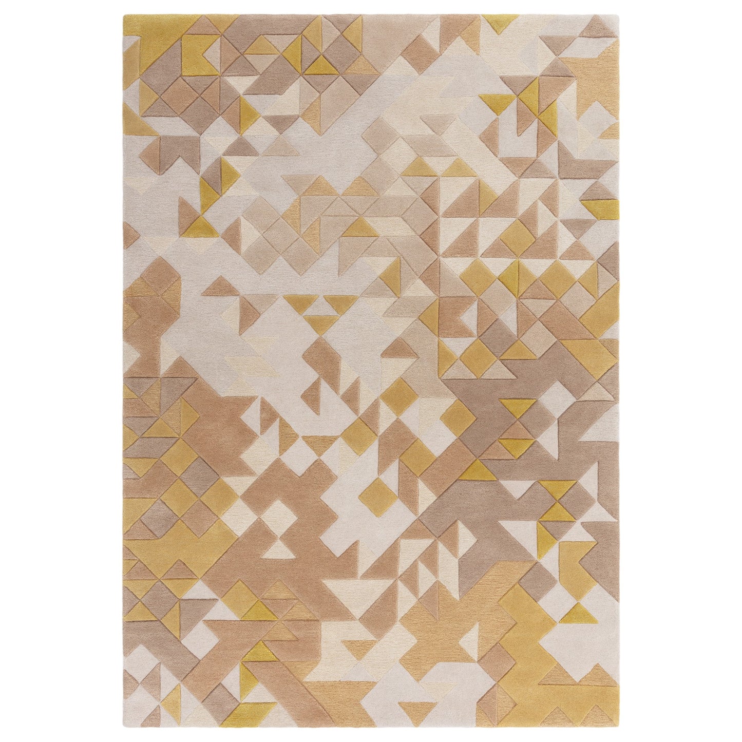 Enigma Modern Carved 3D Wool Rugs in Gold Multi