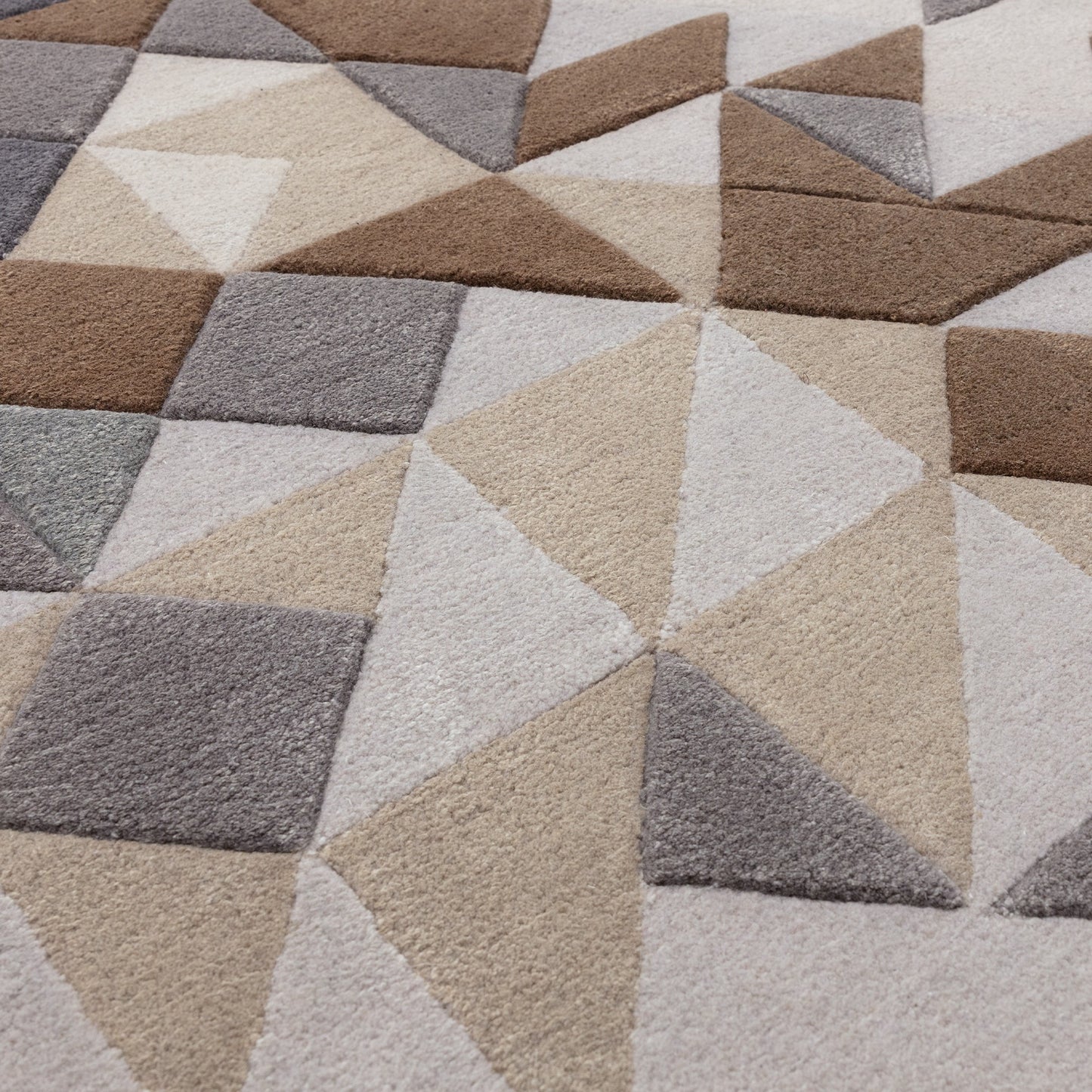 Enigma Modern Carved 3D Wool Rugs in Grey Multi
