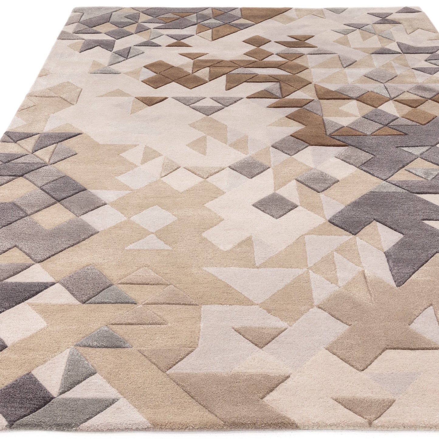 Enigma Modern Carved 3D Wool Rugs in Grey Multi