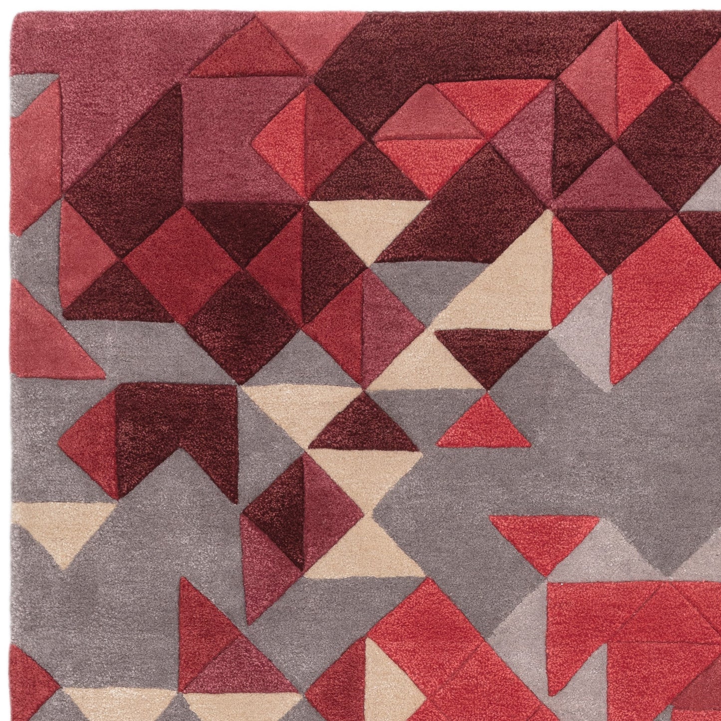 Enigma Modern Carved 3D Wool Rugs in Red Multi