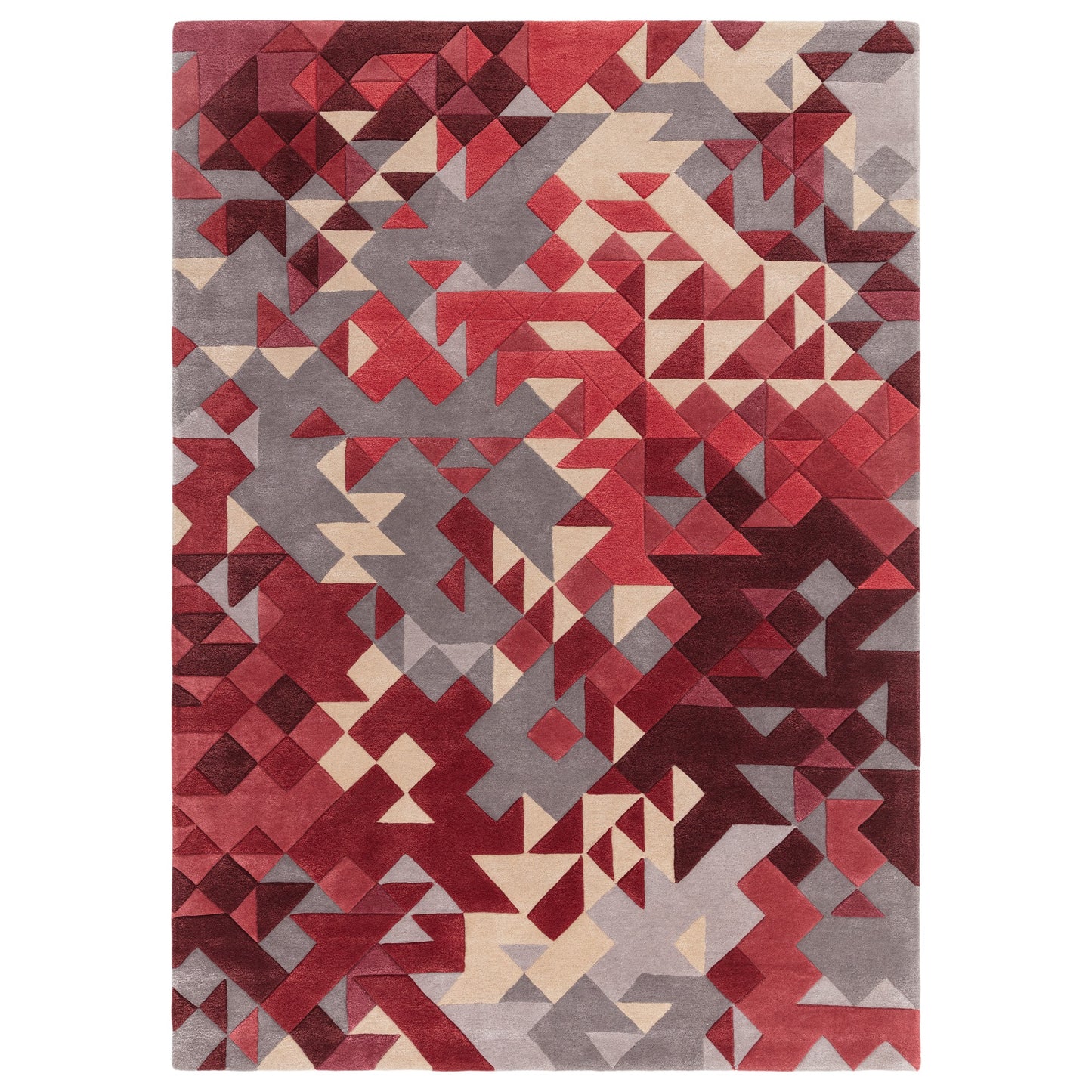 Enigma Modern Carved 3D Wool Rugs in Red Multi