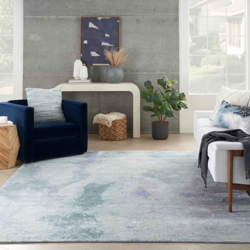 SHA22 Silk Shadows Abstract Rugs by Nourison in Blue Green