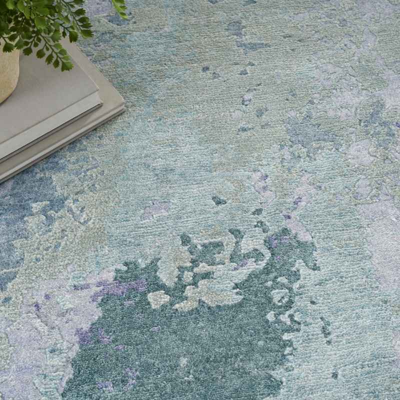 SHA22 Silk Shadows Abstract Rugs by Nourison in Blue Green