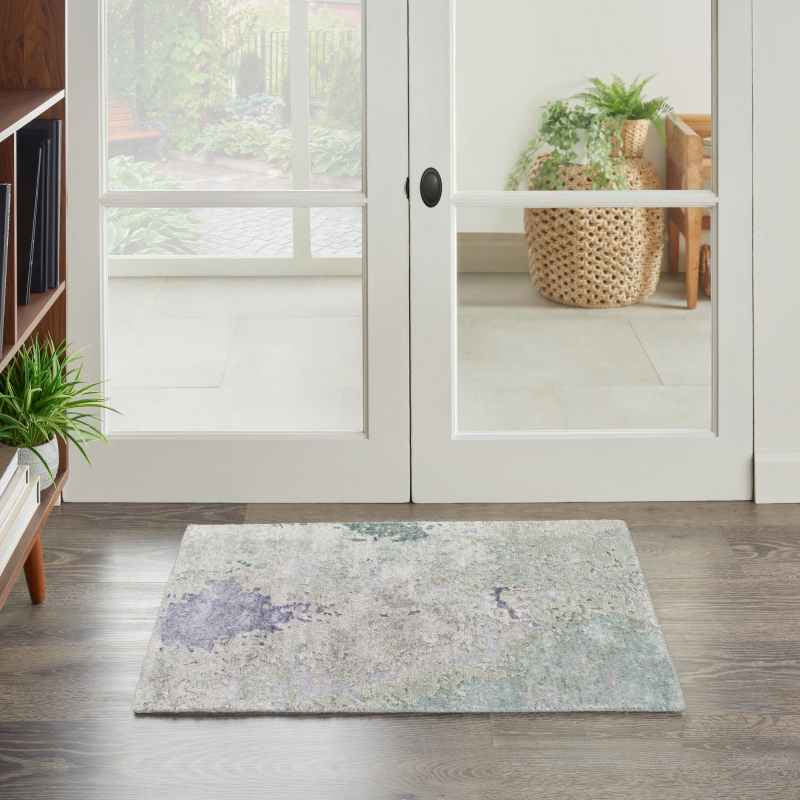 SHA22 Silk Shadows Abstract Rugs by Nourison in Blue Green