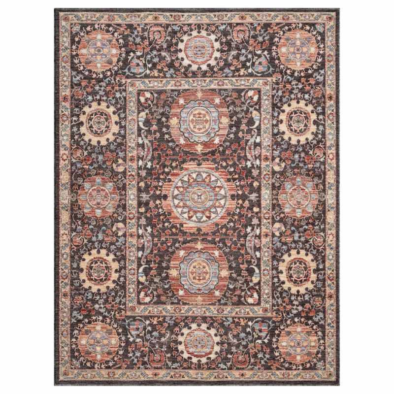 Alia 893GL Traditional Medallion Rugs in Anthra Rose Pink