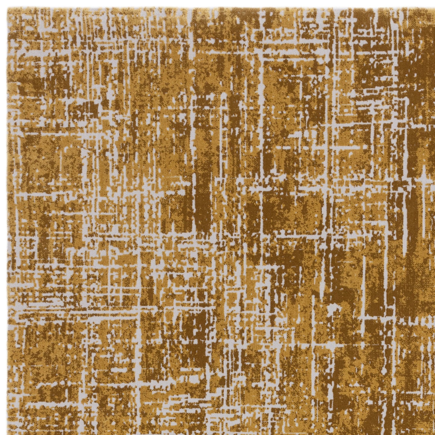 Kuza Abstract Modern Distressed Rug in Gold