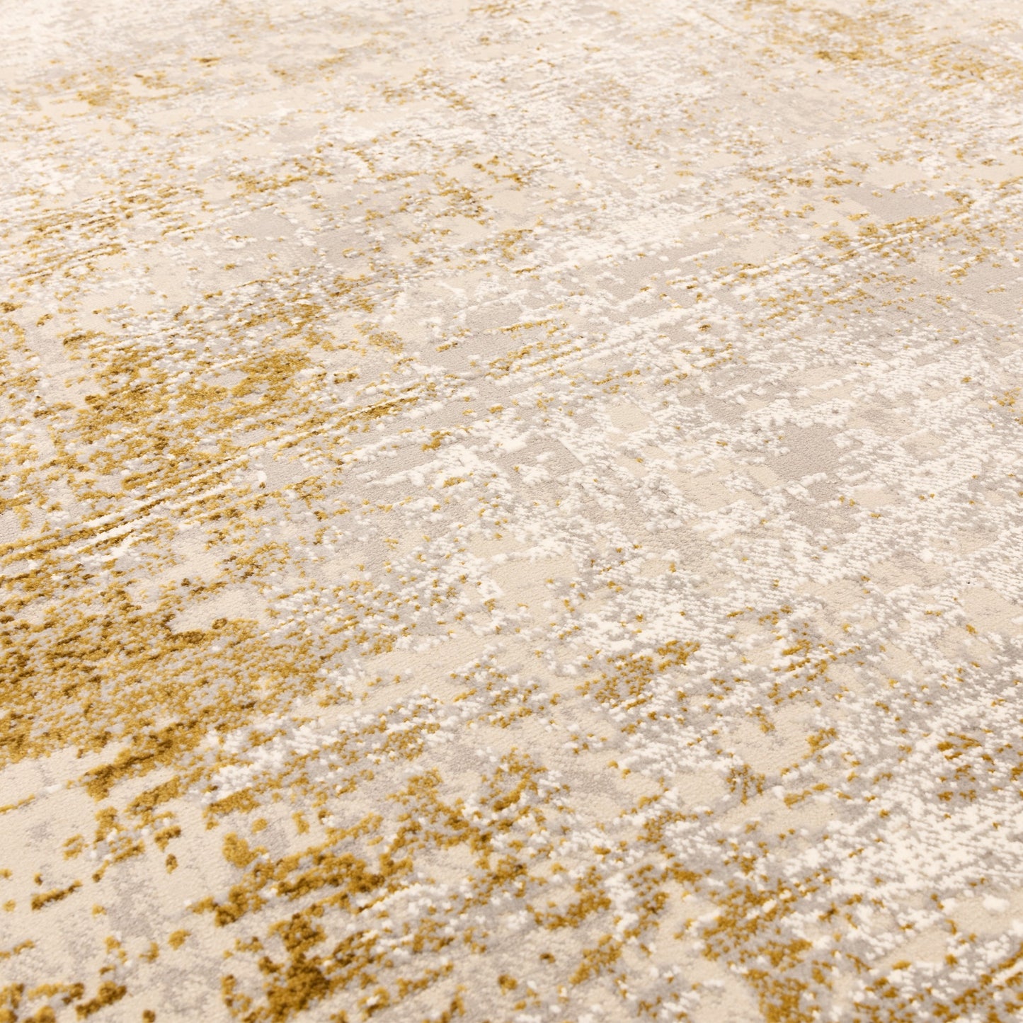 Kuza Border Modern Distressed Rug in Gold