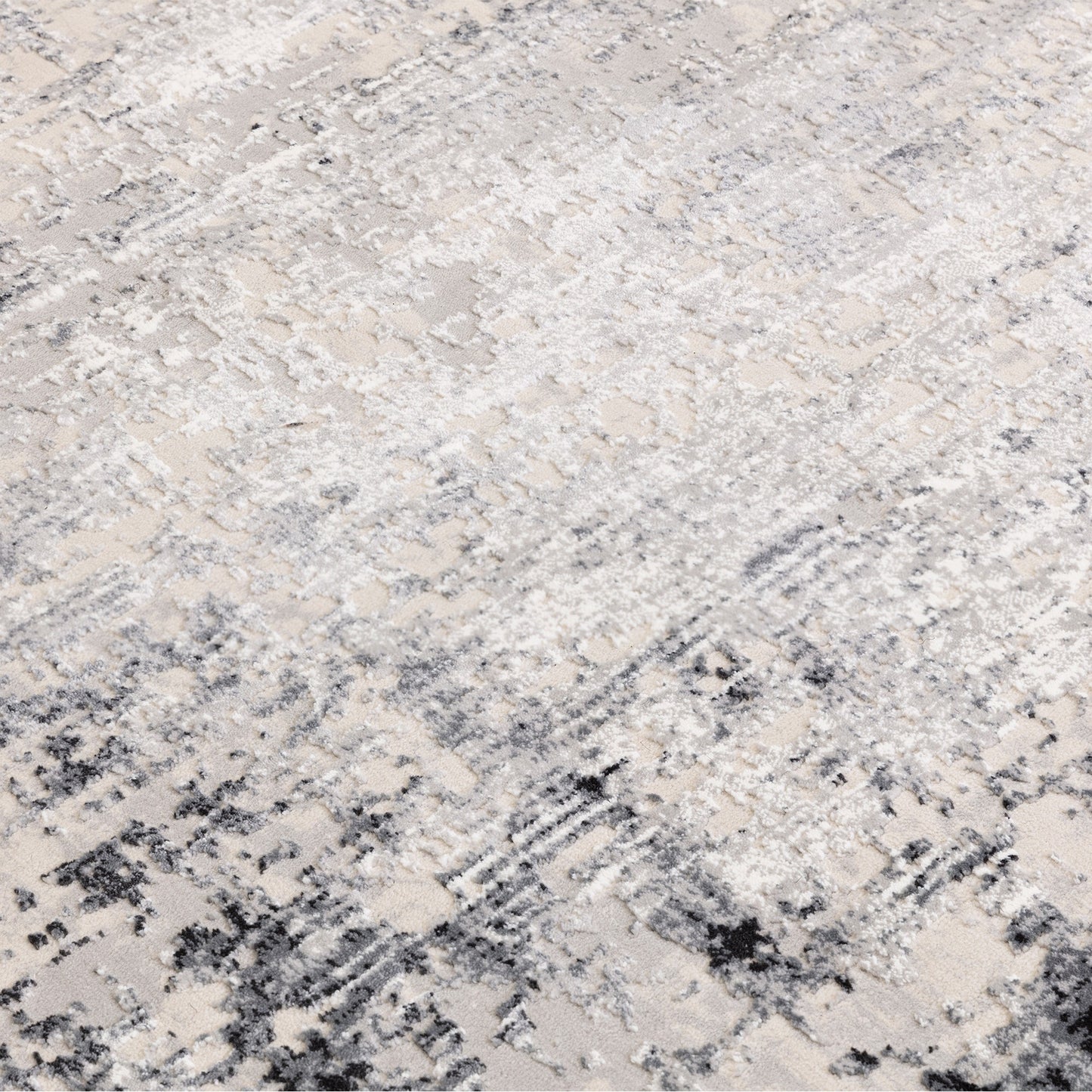 Kuza Border Modern Distressed Rug in Grey