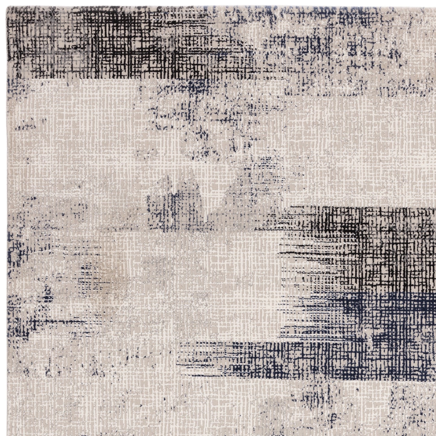 Kuza Lines Modern Distressed Rug in Blue