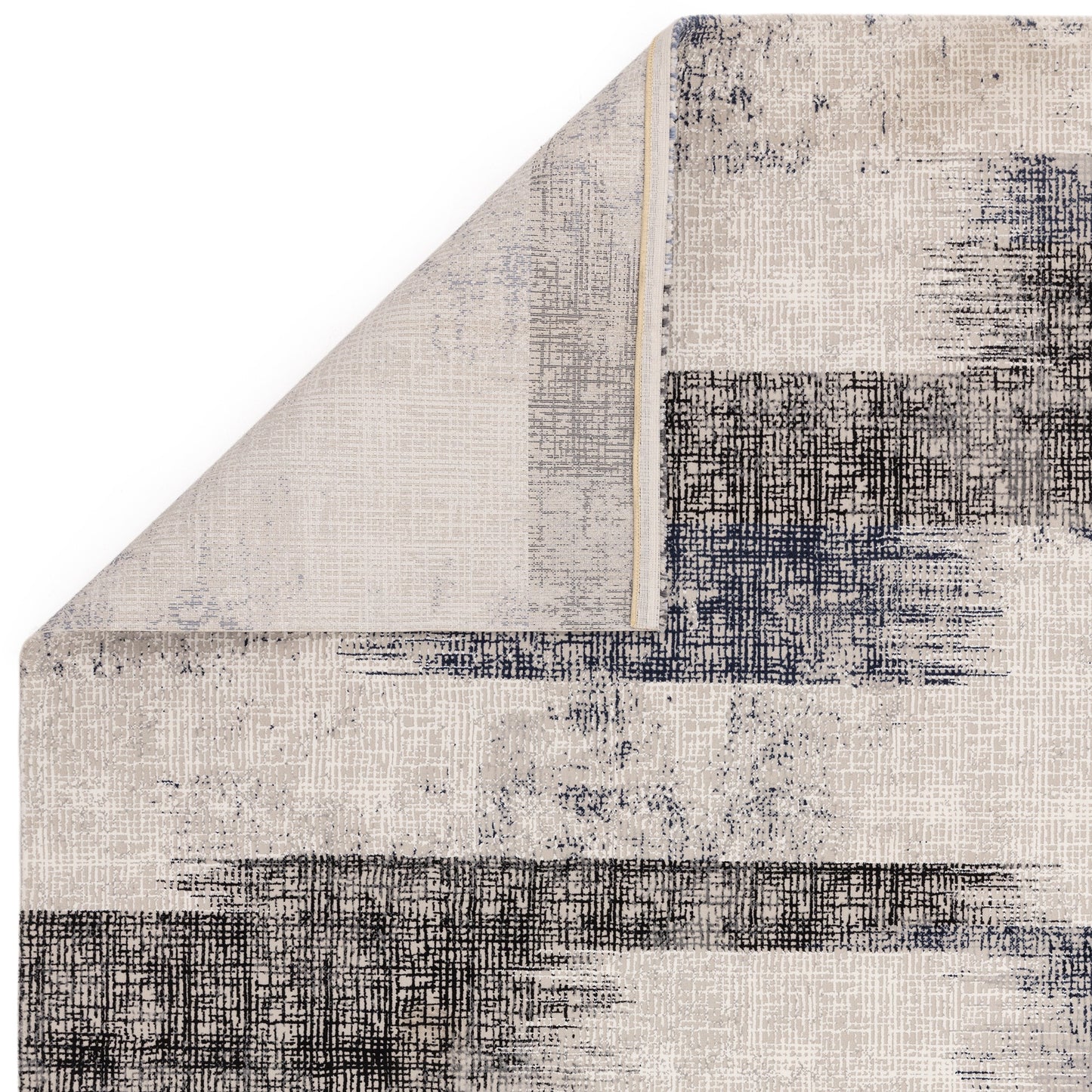 Kuza Lines Modern Distressed Rug in Blue