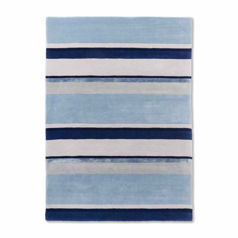 Eaton Striped 081008 Rug by Laura Ashley in Seaspray Blue