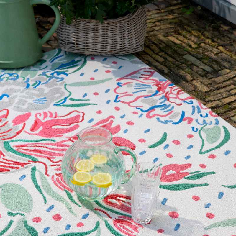 Lilith 480100 Indoor Outdoor Rug by Laura Ashley in Poppy Red