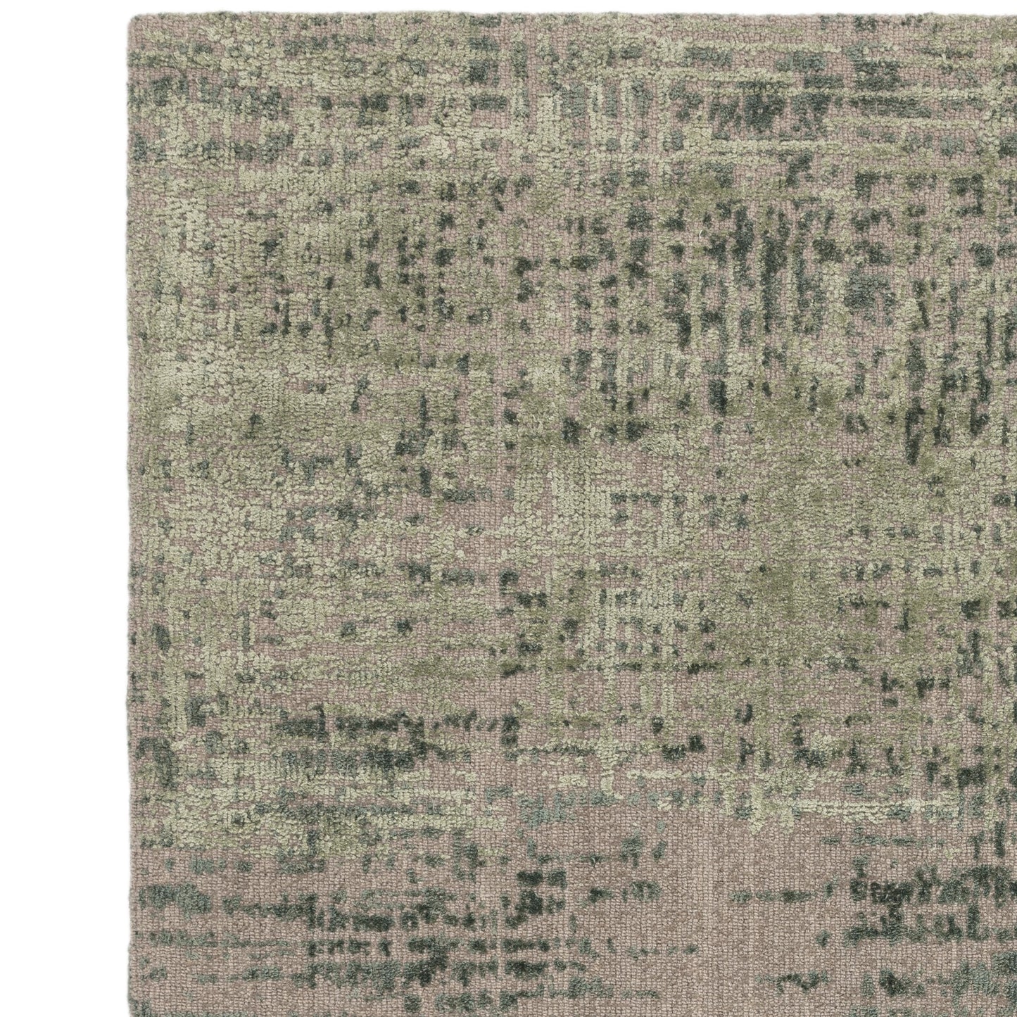Torino Abstract Distressed Textured Wool Rugs in Forest Green