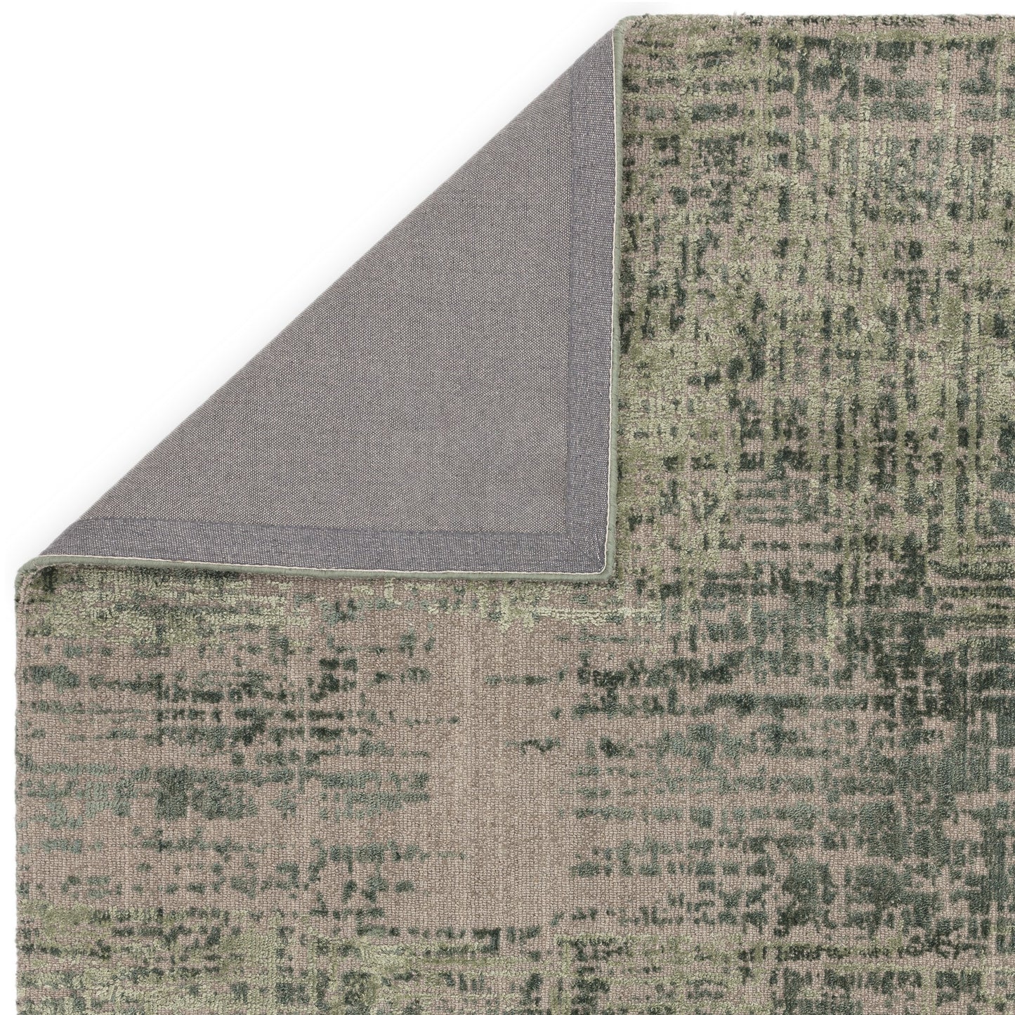Torino Abstract Distressed Textured Wool Rugs in Forest Green