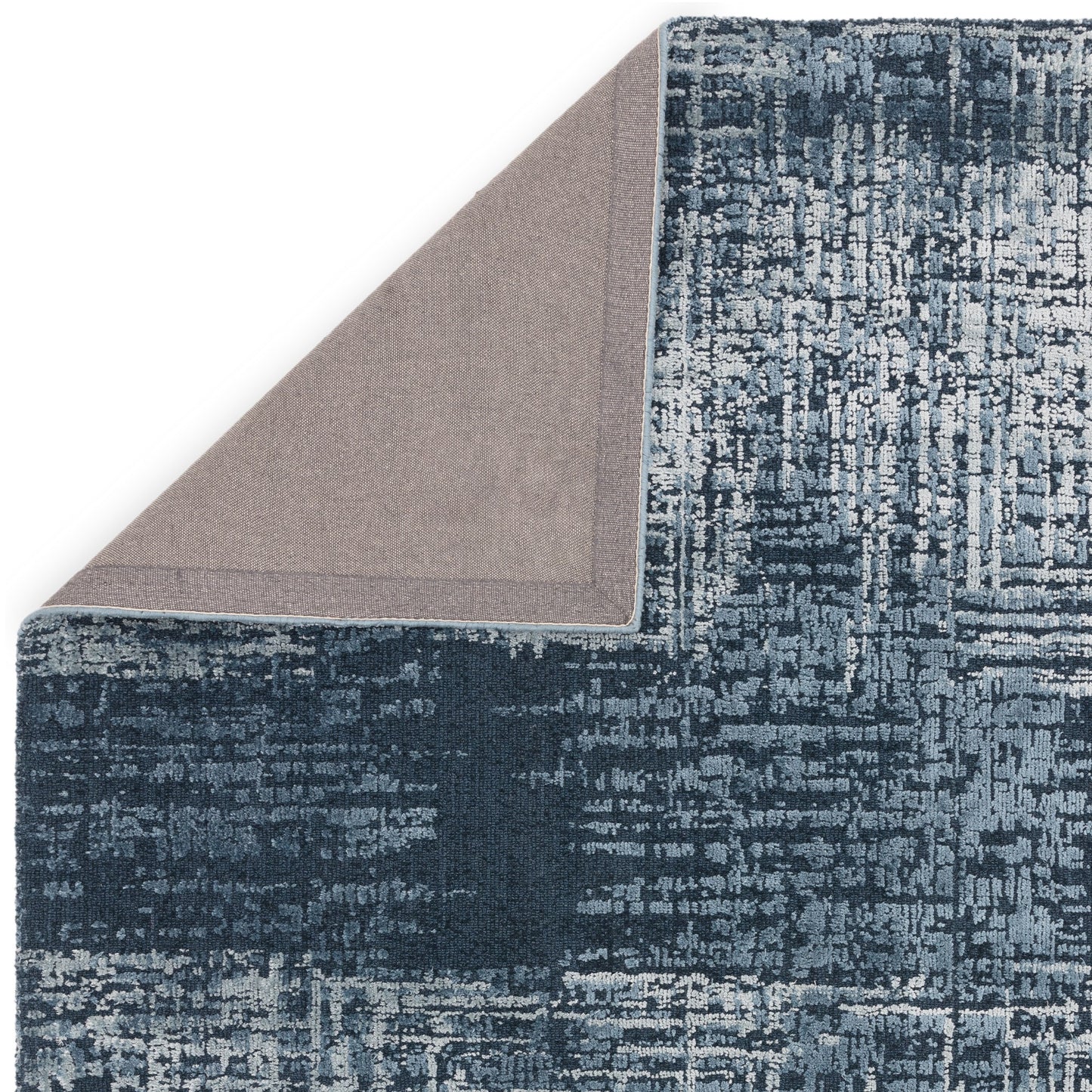 Torino Abstract Distressed Textured Wool Rugs in Petrol Blue