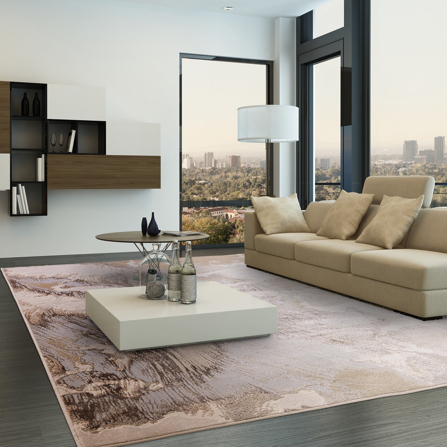 Aurora Etch AU23 Abstract Marbled Rugs in Yellow Gold