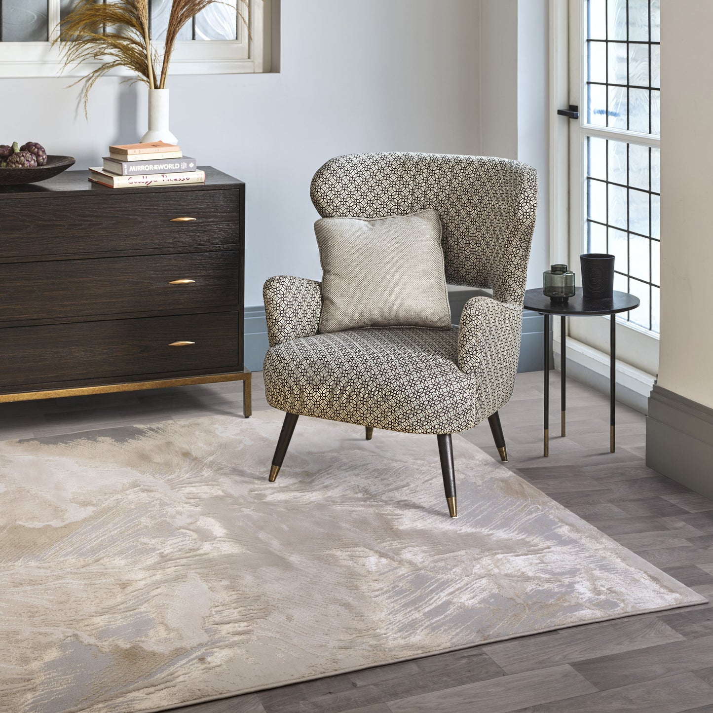 Aurora Etch AU23 Abstract Marbled Rugs in Yellow Gold