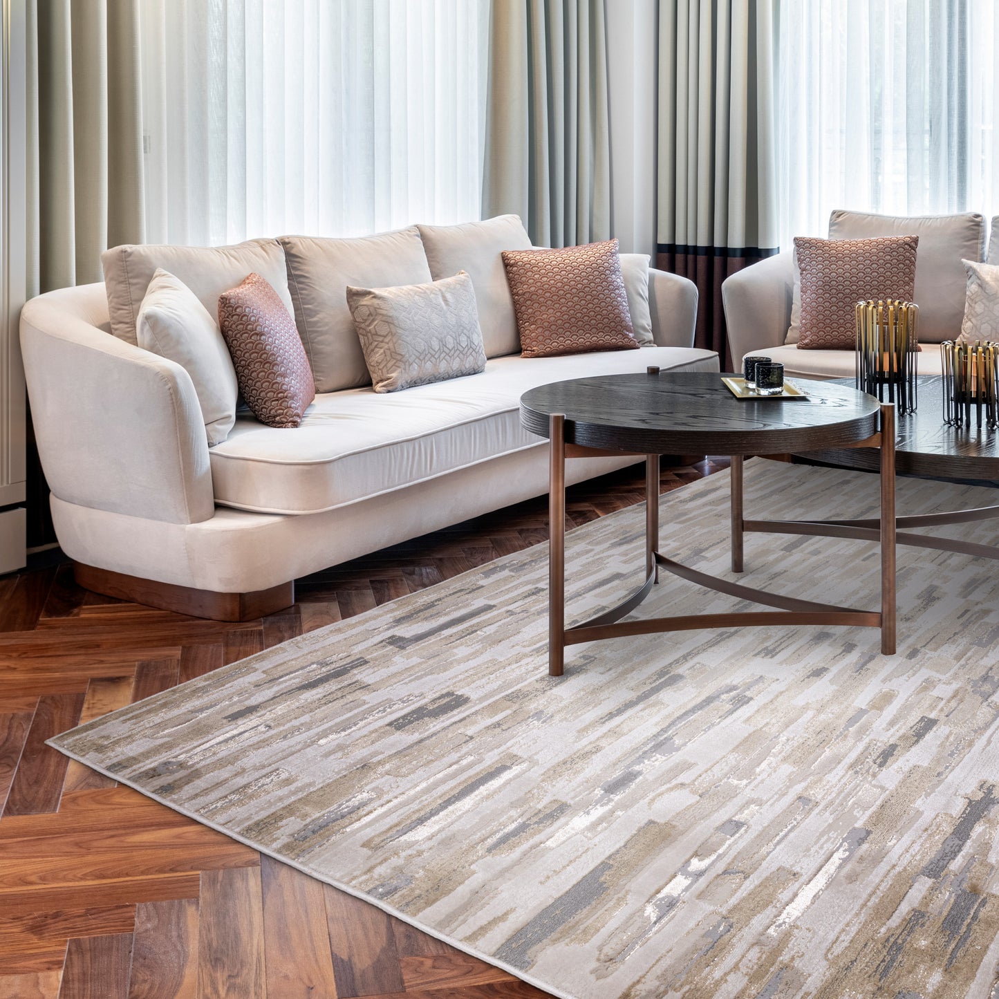 Aurora Impression AU25 Abstract Rugs in Yellow Gold
