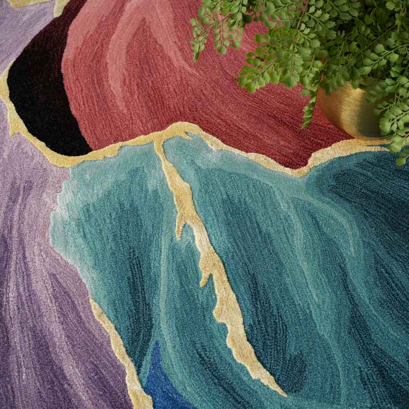 Prismatic Abstract Carved Rugs PRS34 by Nourison in Black