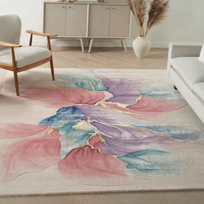 Prismatic Abstract Carved Rugs PRS34 by Nourison in Ivory White