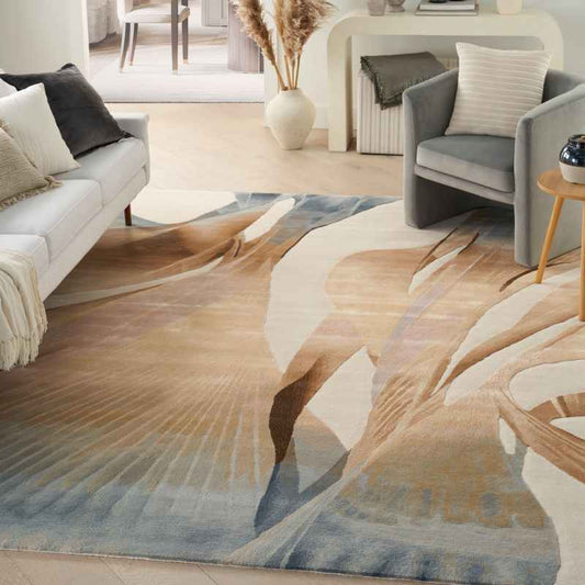 Prismatic Abstract Carved Rugs PRS35 by Nourison in Sand Beige