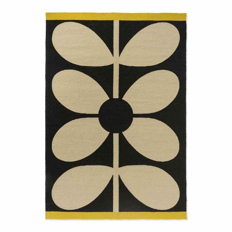 Giant Sixties Stem Indoor Outdoor Rug 463705 by Orla Kiely in Noir Black