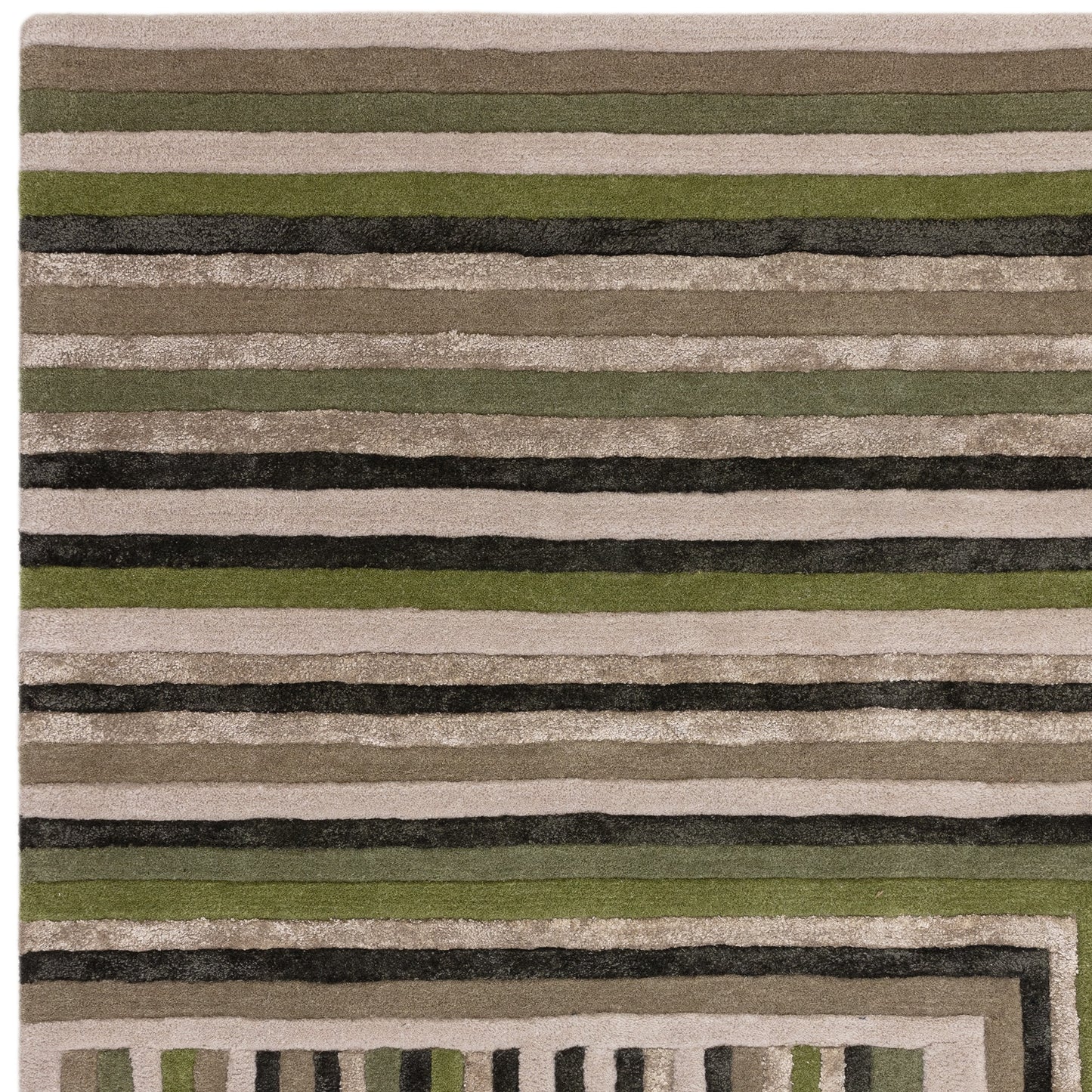 Matrix Network Geometric Wool Rug in Forest Green