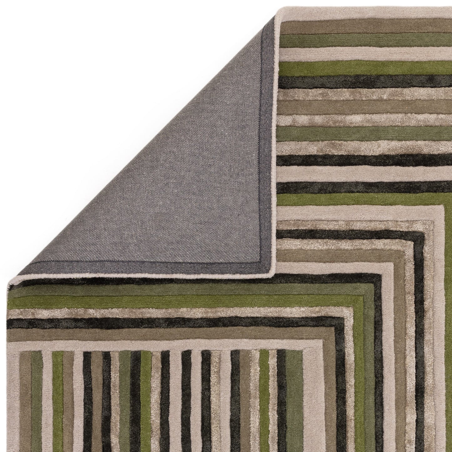 Matrix Network Geometric Wool Rug in Forest Green