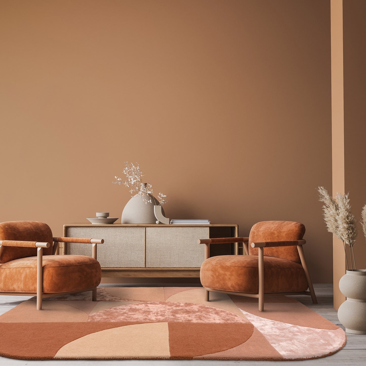 Matrix Oval Geometric Wool Rug in 78 Earth Brown