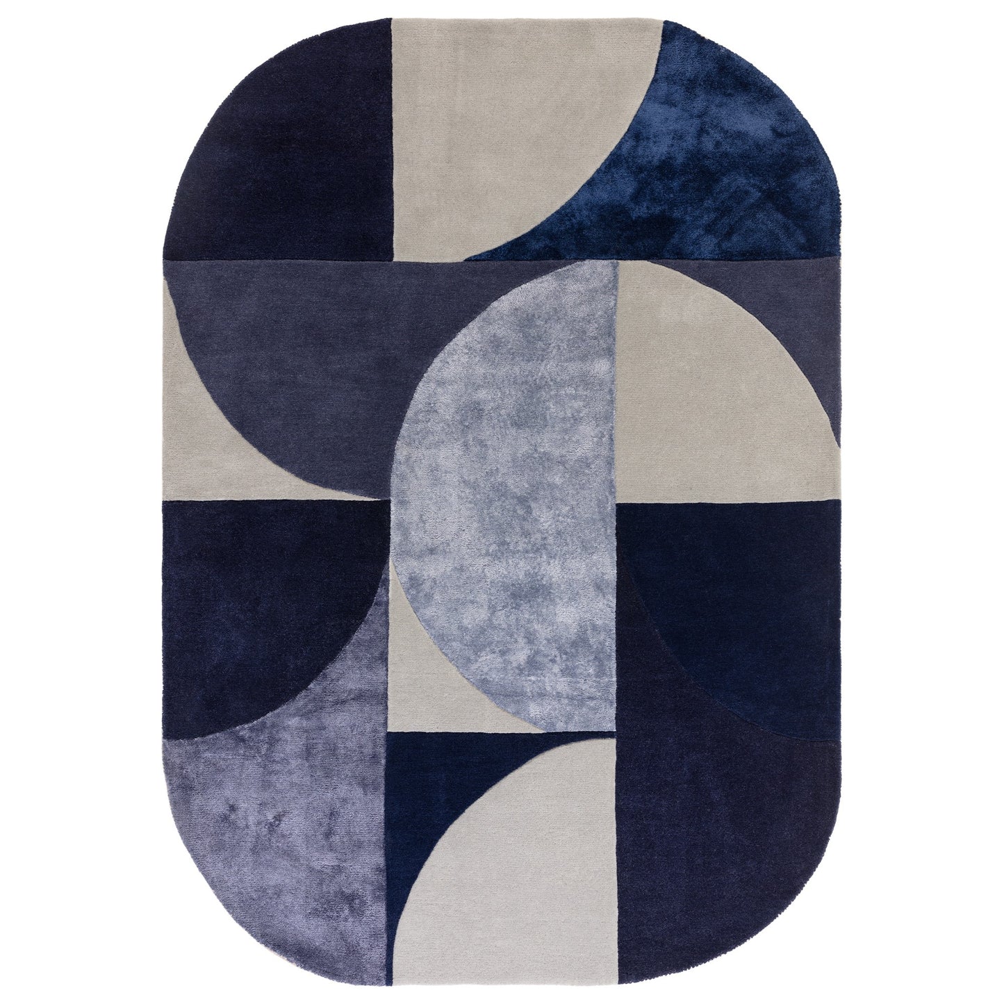 Matrix Oval Geometric Wool Rug in 74 Indigo Blue