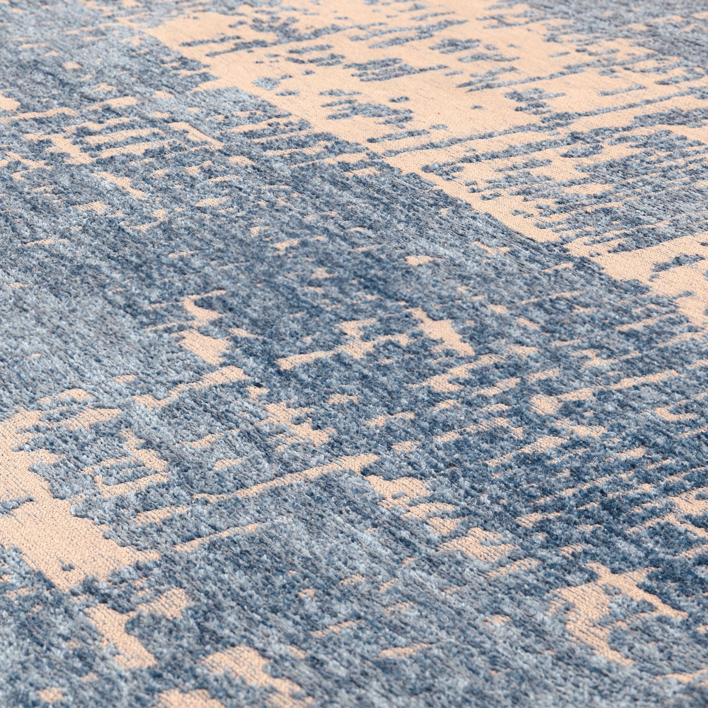 Beau Abstract Textured Flatweave Rug in Denim Blue