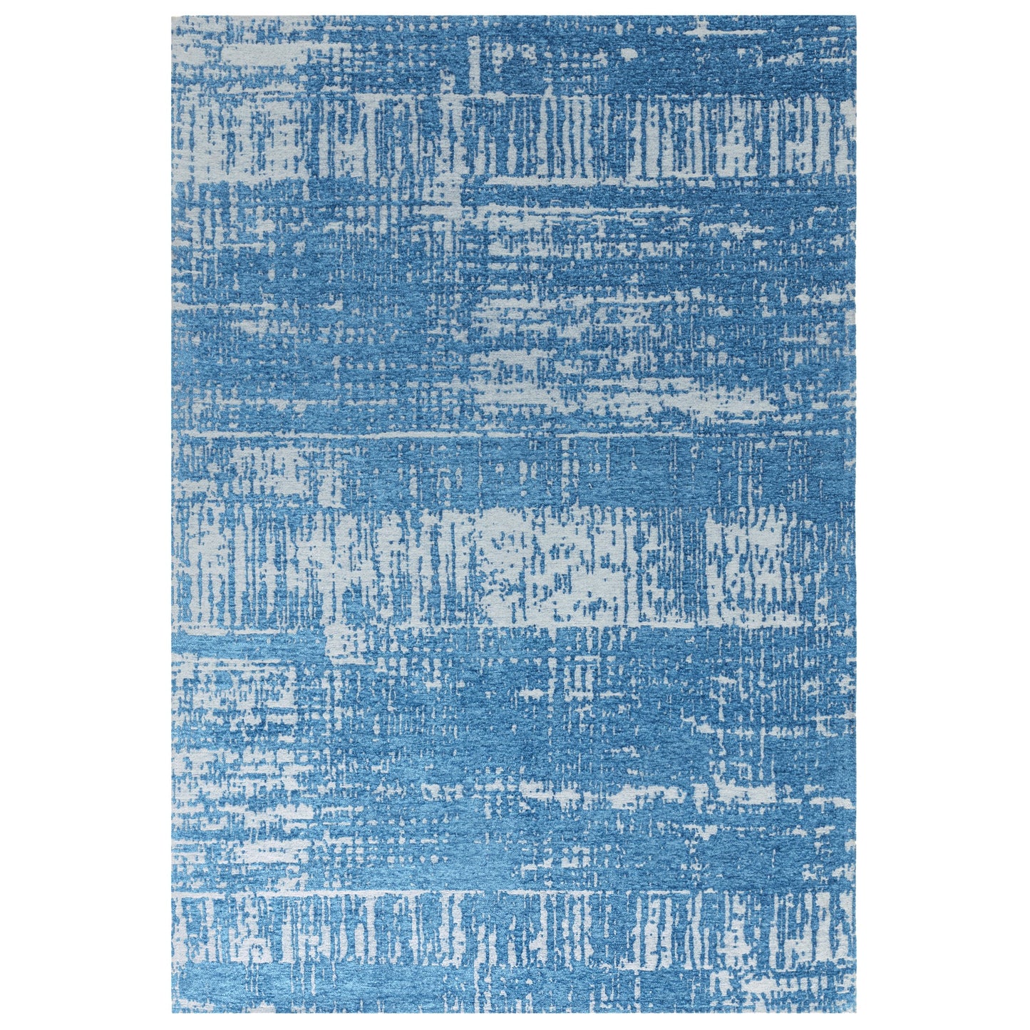 Beau Abstract Textured Flatweave Rug in Denim Blue