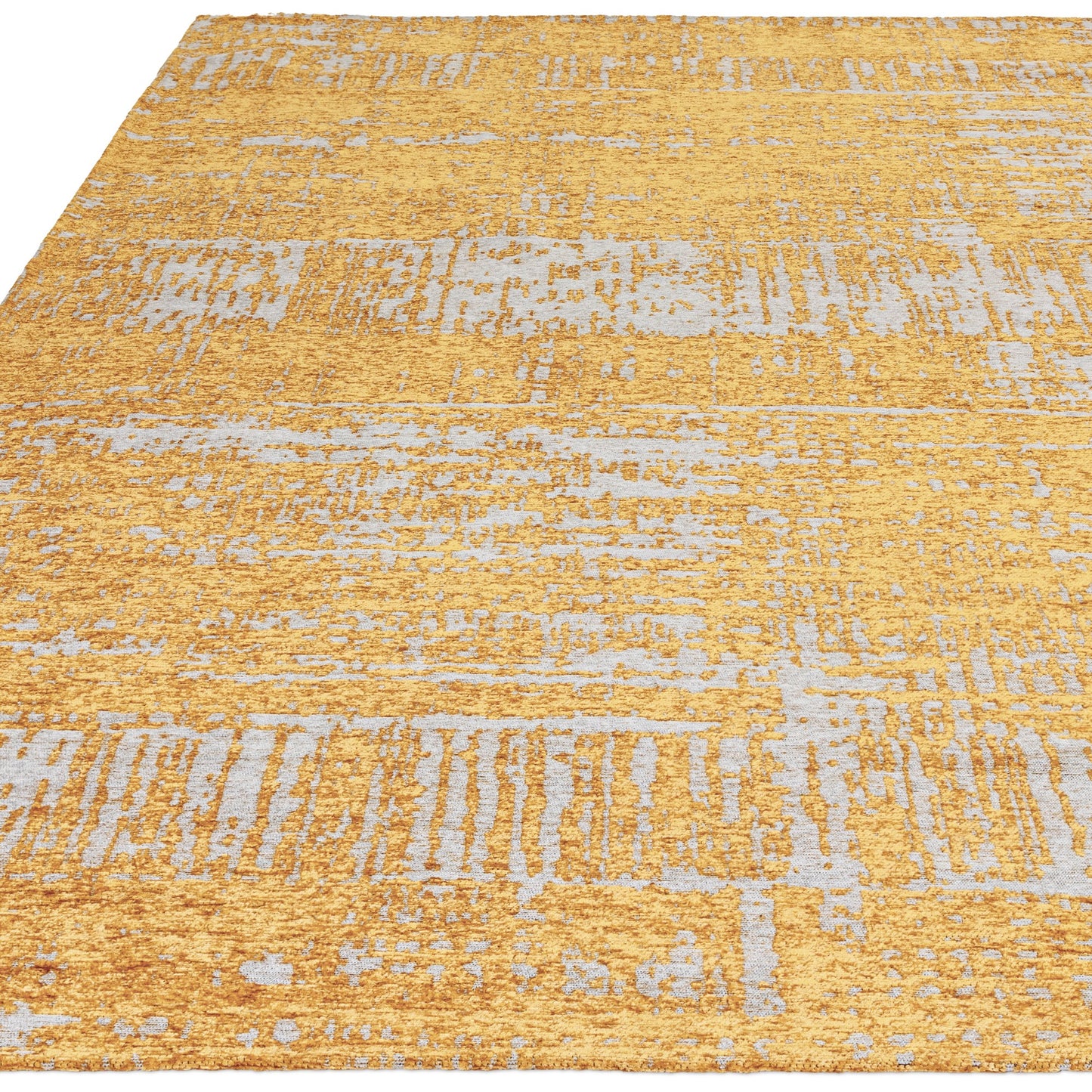 Beau Abstract Textured Flatweave Rug in Gold Yellow