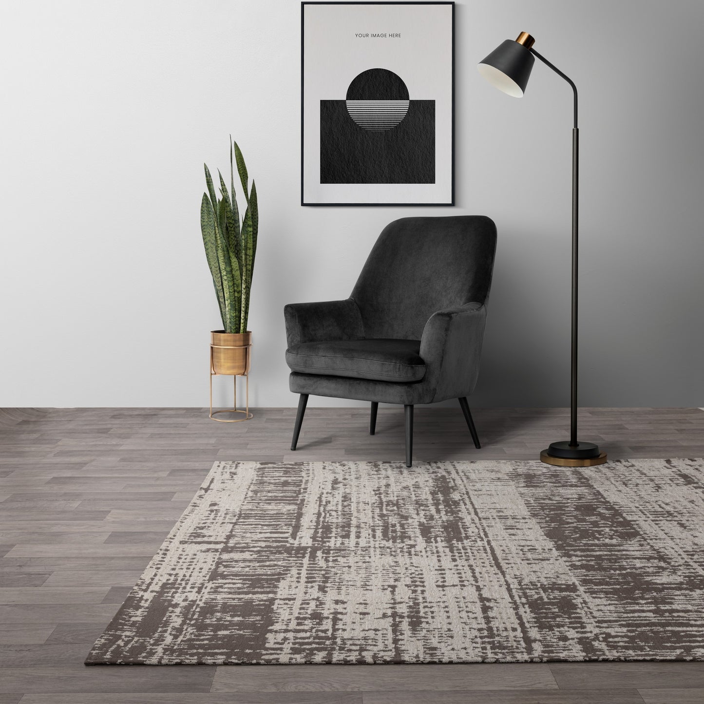 Beau Abstract Textured Flatweave Rug in White