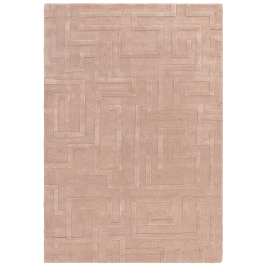 Maze Modern Classic Hand Tufted Wool Rugs in Blush Pink