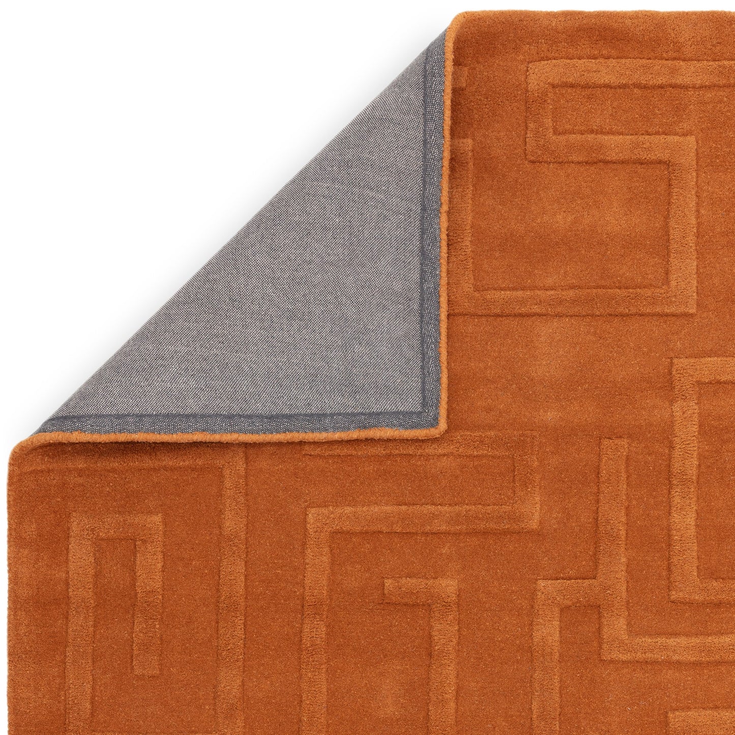 Maze Modern Classic Hand Tufted Wool Rugs in Rust Orange