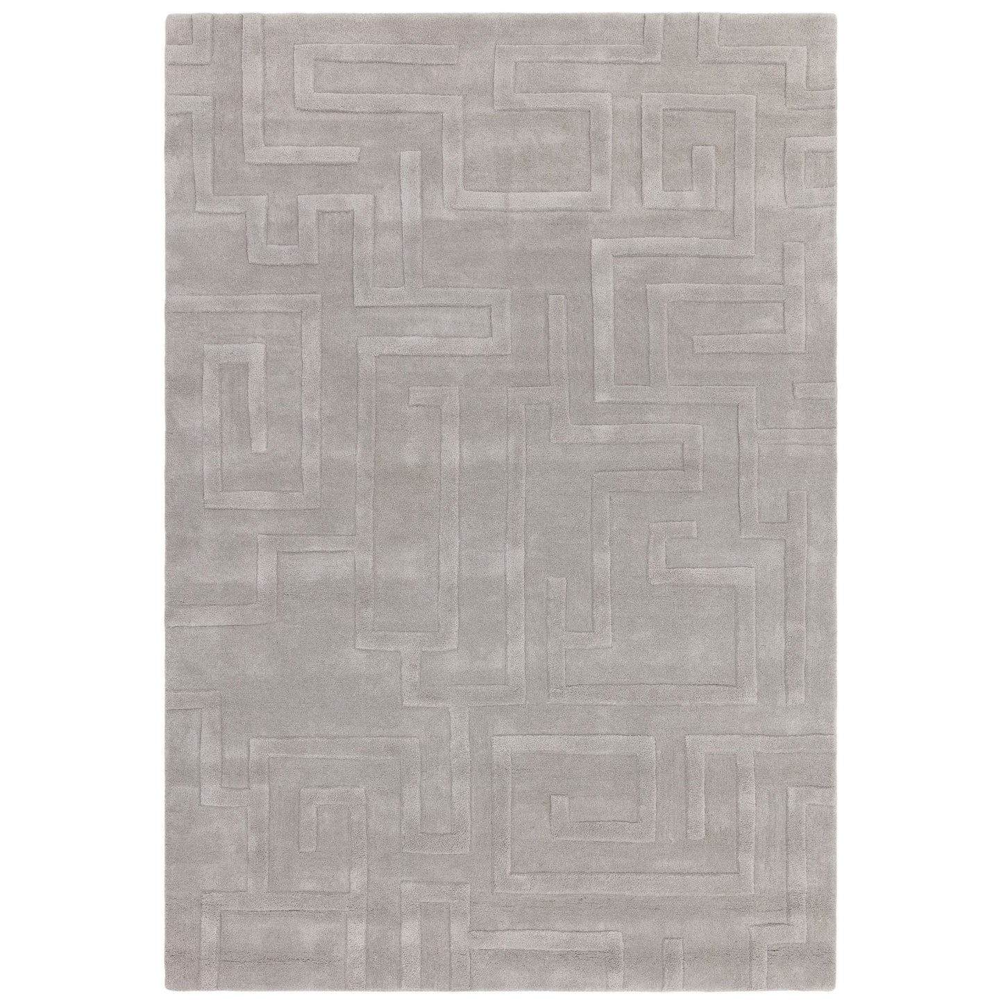 Maze Modern Classic Hand Tufted Wool Rugs in Silver Grey