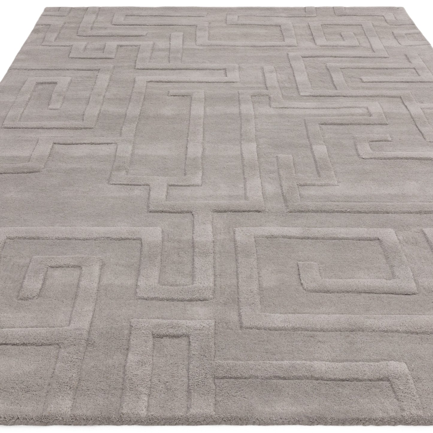 Maze Modern Classic Hand Tufted Wool Rugs in Silver Grey