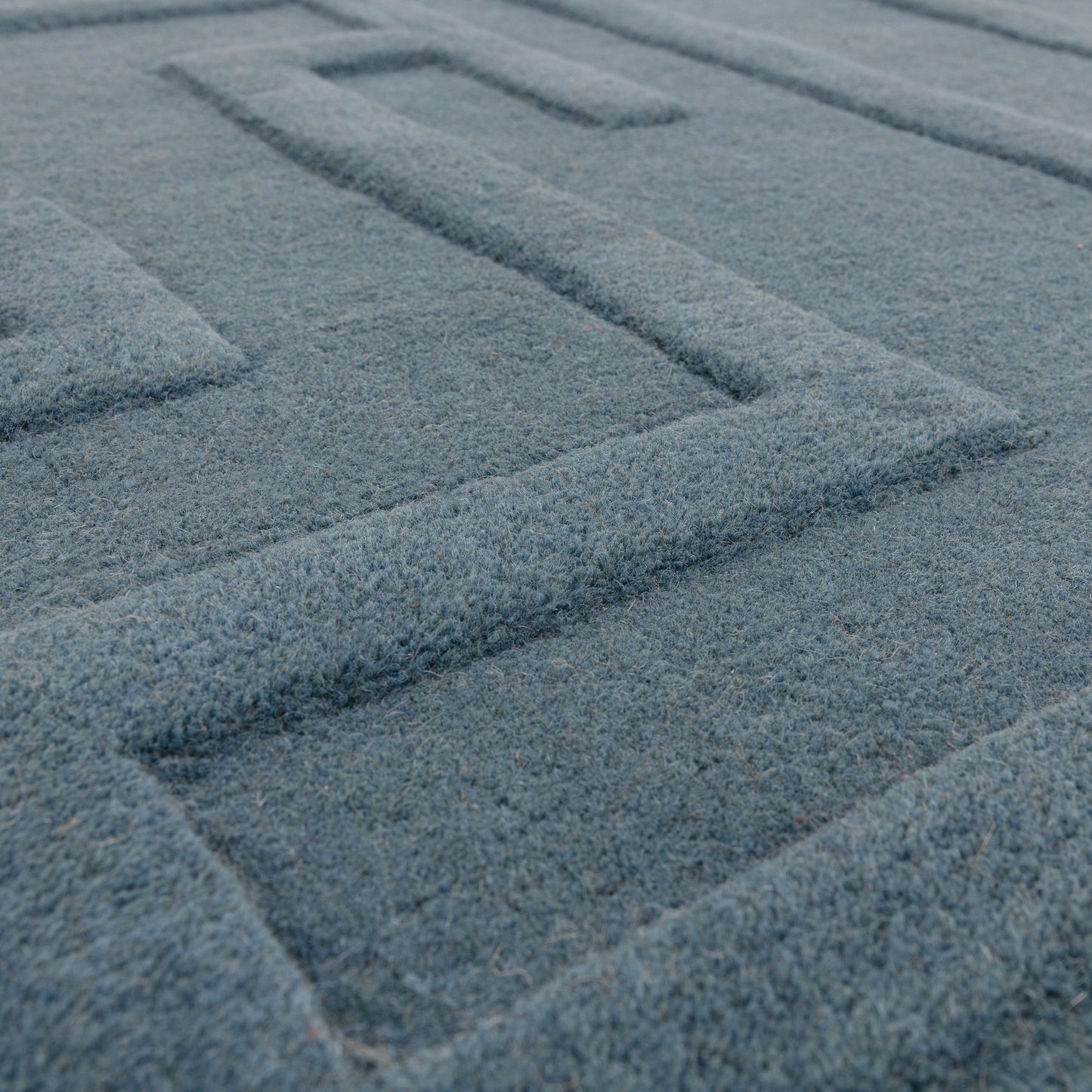 Maze Modern Classic Hand Tufted Wool Rugs in Teal Blue