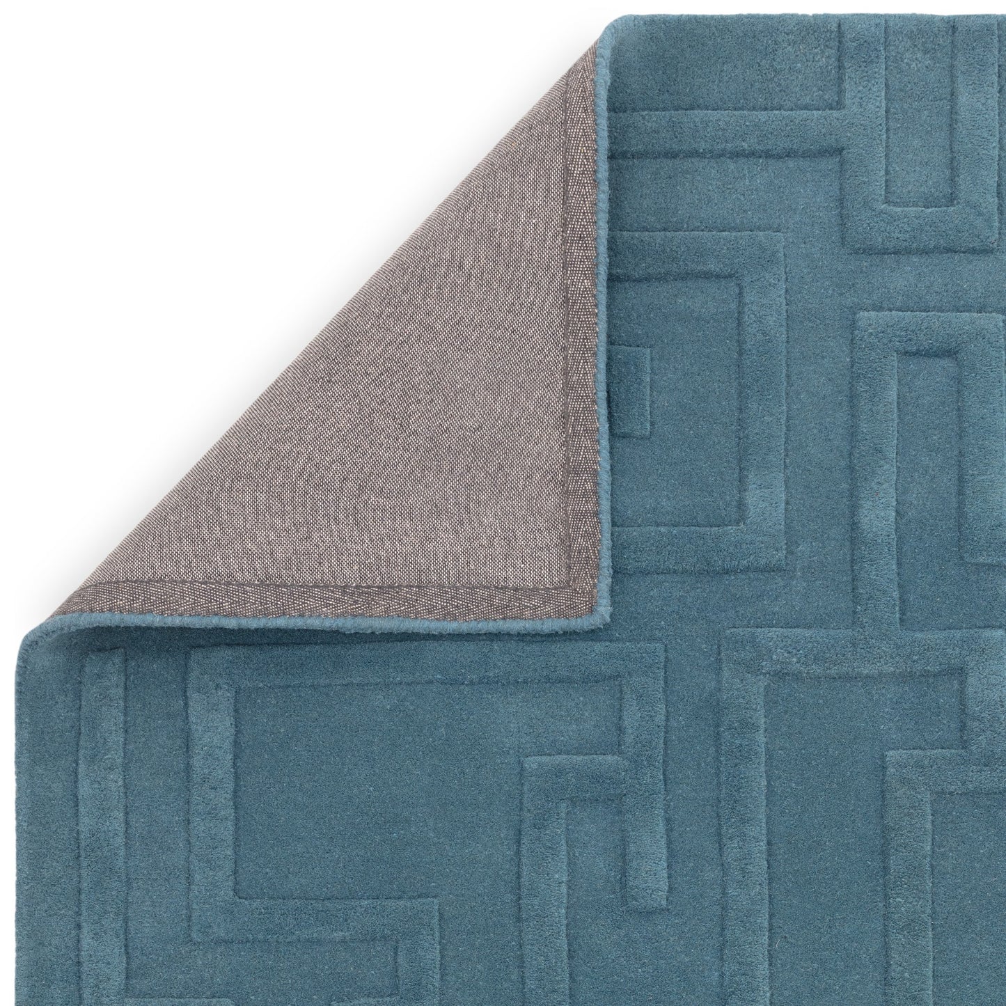 Maze Modern Classic Hand Tufted Wool Rugs in Teal Blue