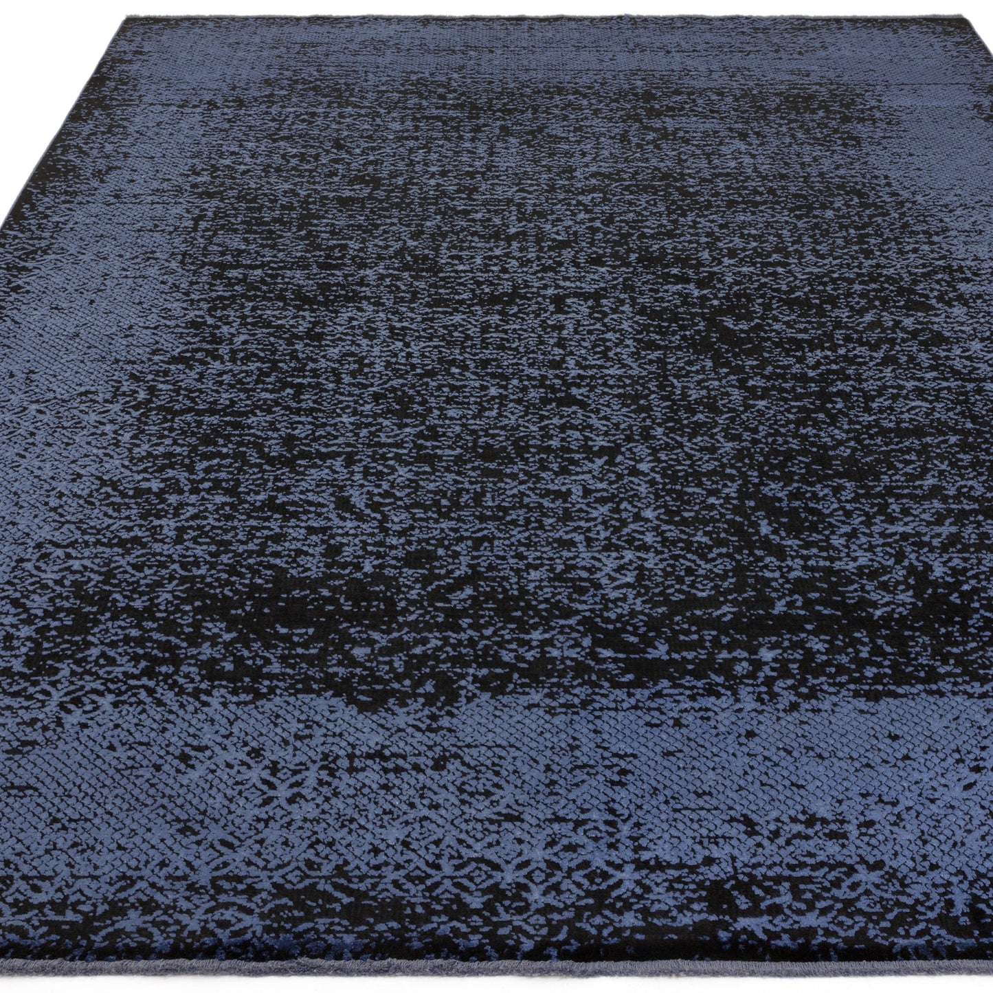 Elodie Contemporary Bordered Rug in Indigo Blue