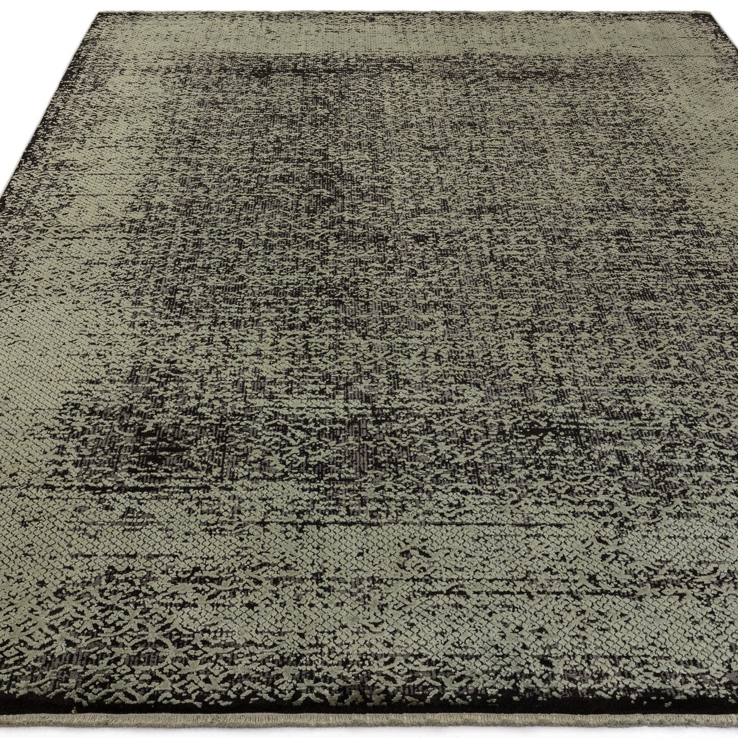 Elodie Contemporary Bordered Rug in Sage Green