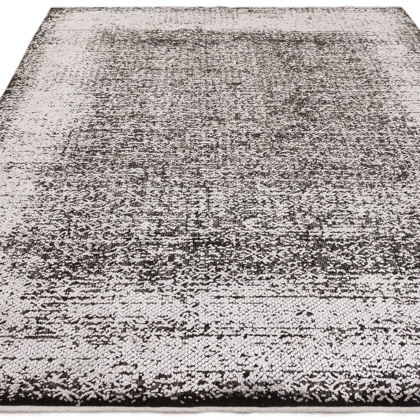 Elodie Contemporary Bordered Rug in Silver