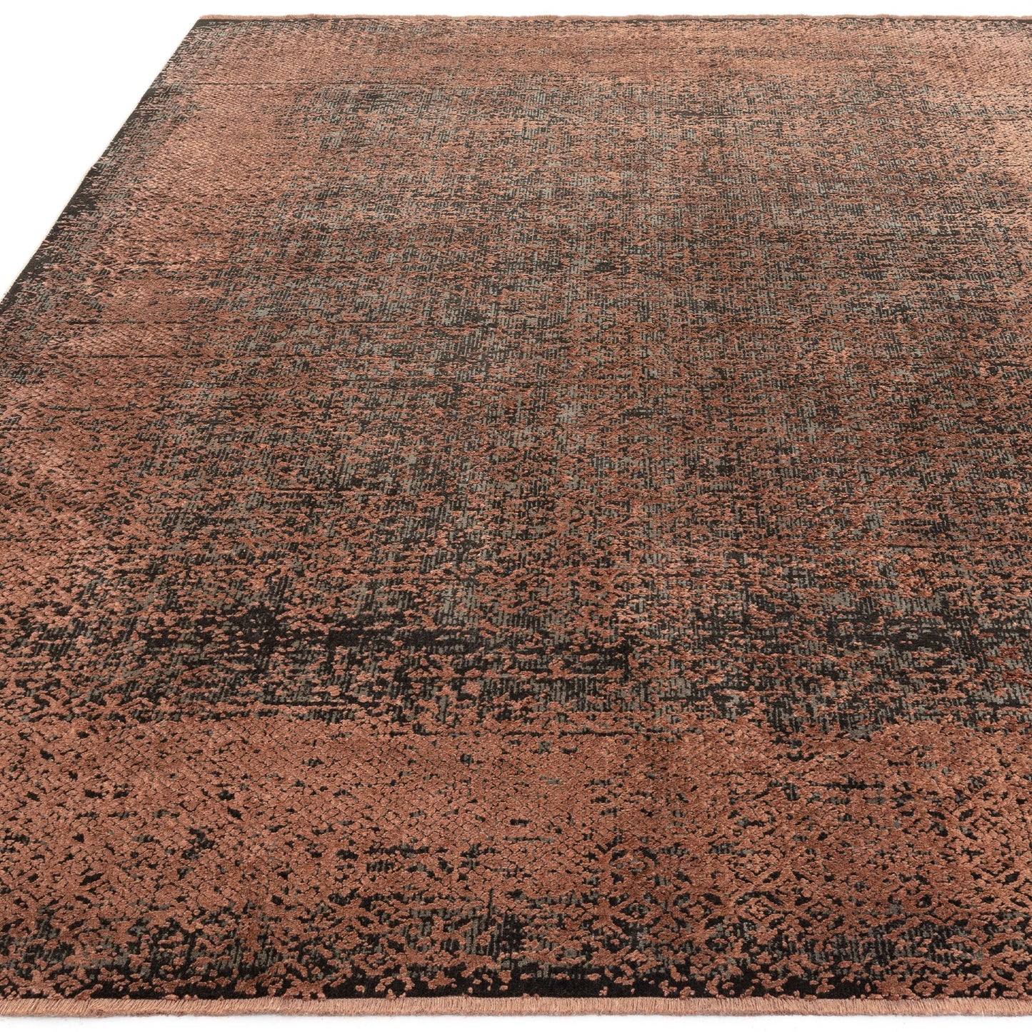 Elodie Contemporary Bordered Rug in Terracotta Orange
