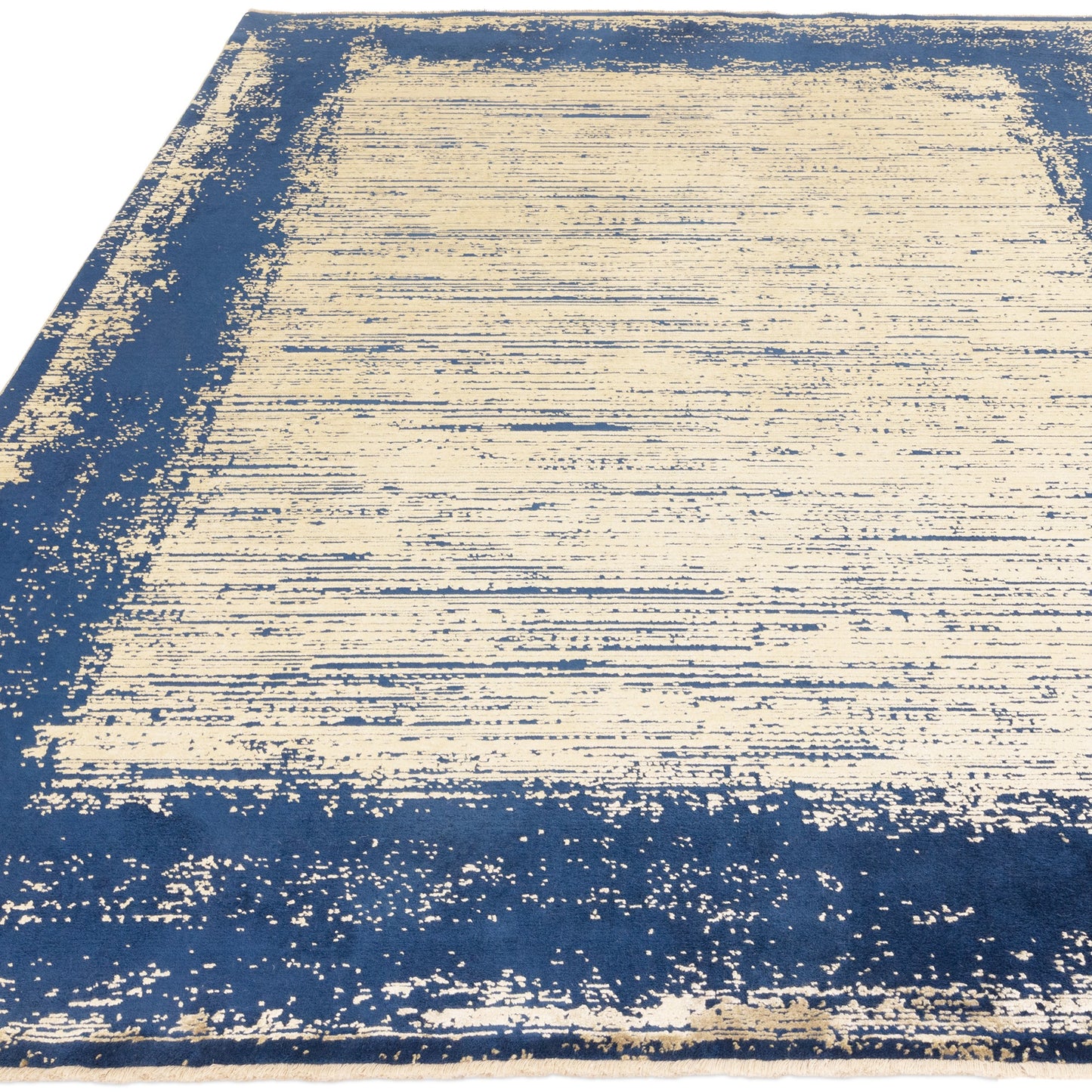 Elodie Contemporary Bordered Rug in Twilight Blue