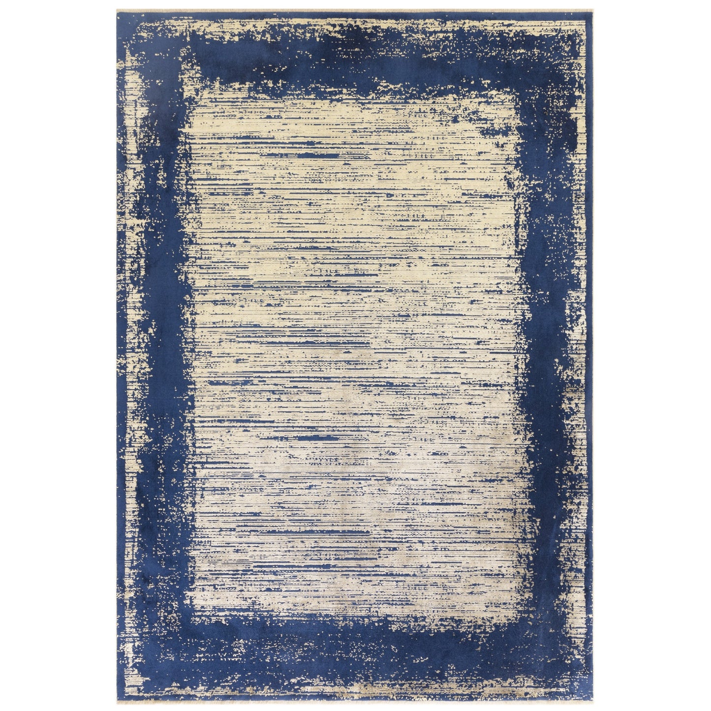 Elodie Contemporary Bordered Rug in Twilight Blue