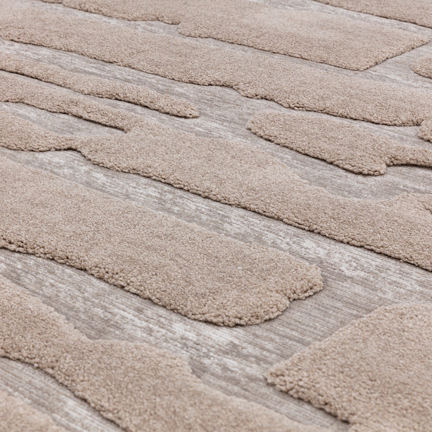 Valley Path Geometric 3D Rug in Natural Beige